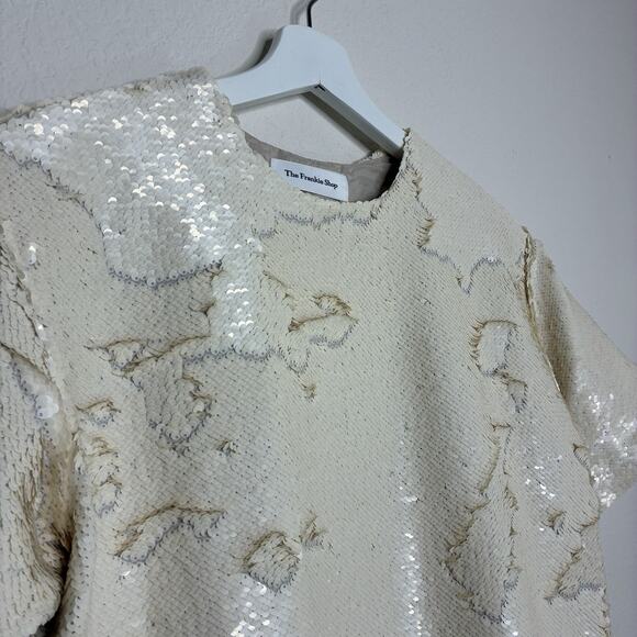 The Frankie Shop Riley Neutral Sequin Ivory Dress S - Picture 3 of 11